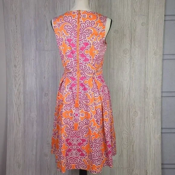 Holly & Whyte by Lindex Womens 10 Midi Dress Orange Pink Floral Sleeveless Flowy - Picture 4 of 11
